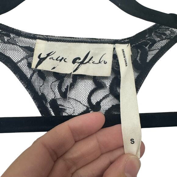 Trashy Y2K 2000s Vibe Black Lace Sheer Nylon Tank Top Womens Small Whimsigoth - Picture 3 of 6